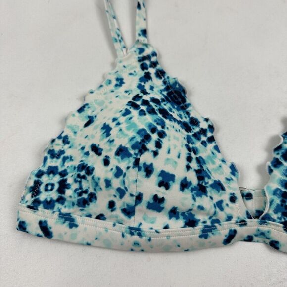 Hollister Blue Tie Dye Swim Bikini Top Triangle Spaghetti Strap Adjustable Sz M - Picture 4 of 8